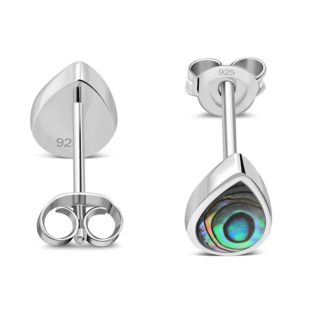 Contemporary Stone Studs - Small Teardrops with Abalone Shell