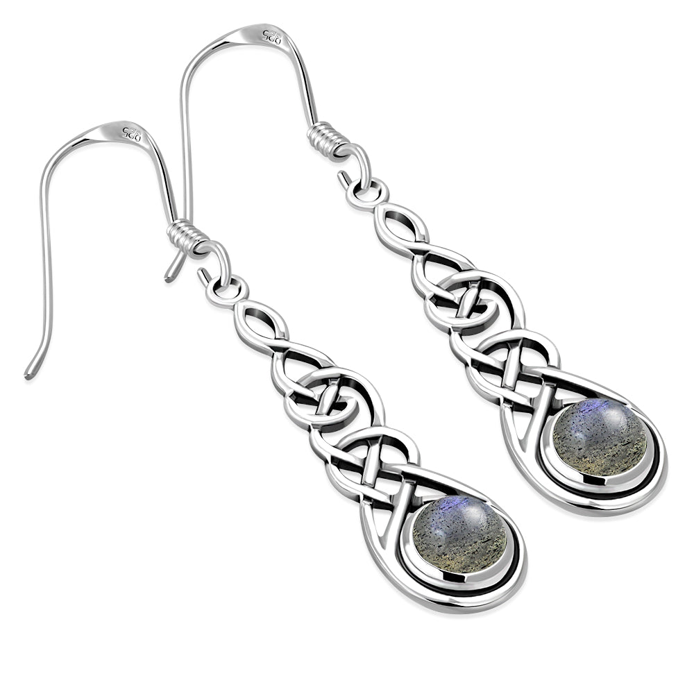 Celtic Knot Earrings - Thin Weave with Labradorite