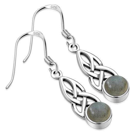 Celtic Knot Earrings - Mother-Daughter Knot with Labradorite