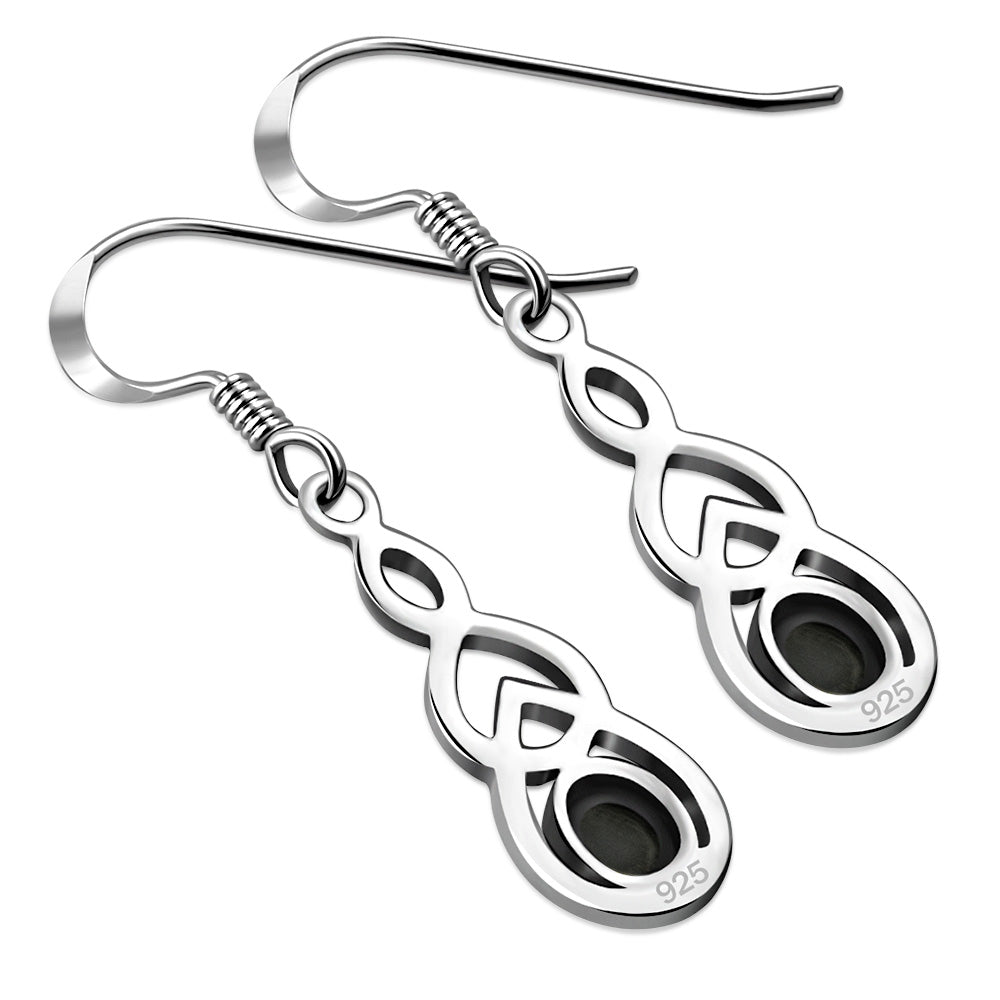 Celtic Knot Earrings - Interlocked Arms with Black Onyx