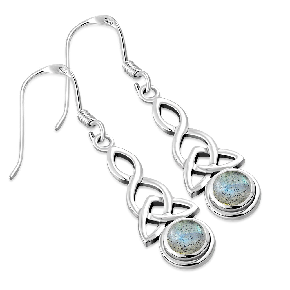 Triquetra Earrings - Looped Triquetra with Labradorite