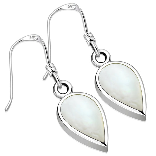Contemporary Stone Earrings - Reversed Teardrop with Mother of Pearl