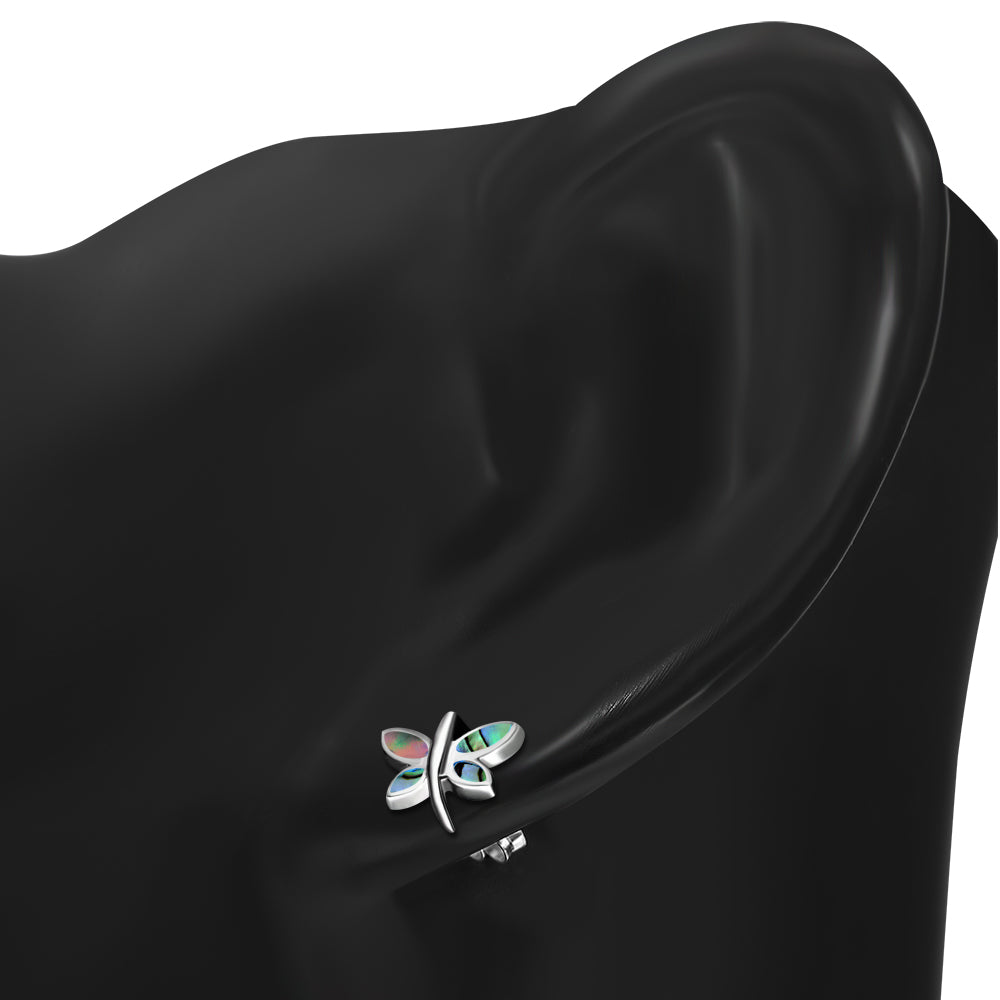 Contemporary Earrings- Butterfly Studs Abalone