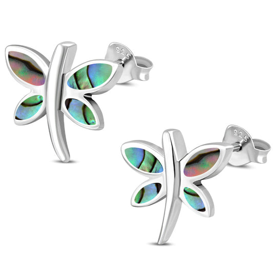 Contemporary Earrings- Butterfly Studs Abalone