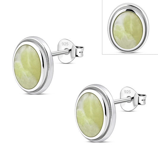 Scottish Marble Studs - Carved Oval Setting