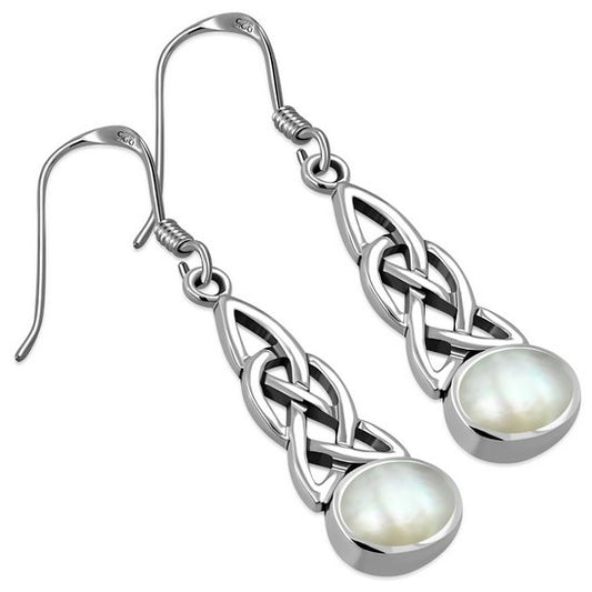 Celtic Earrings Earrings - Hanging Celtic Knot with Mother of Pearl