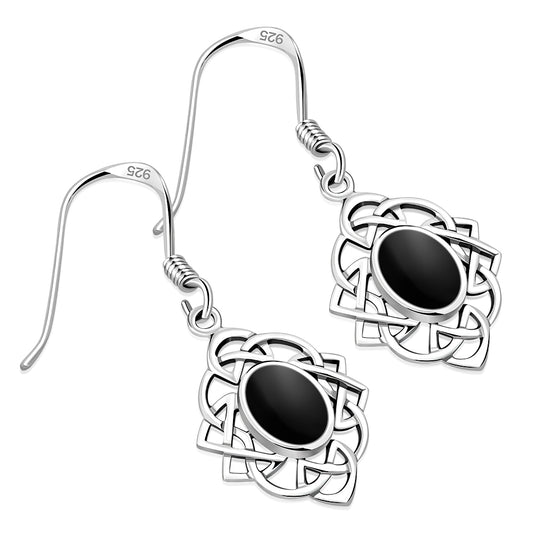 Celtic Knot Earrings - Celtic Knot Border with Black Onyx