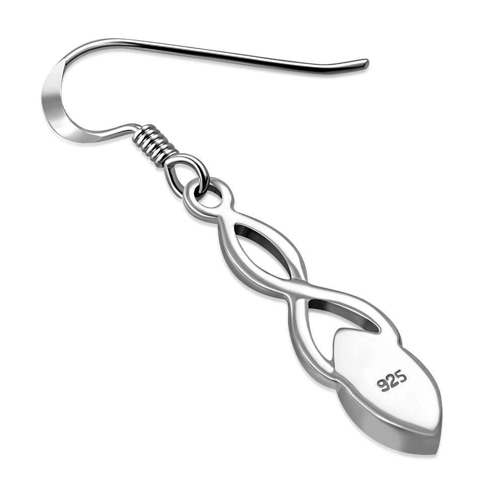 Contemporary Stone Earrings- Ribbon Drop with Black Onyx