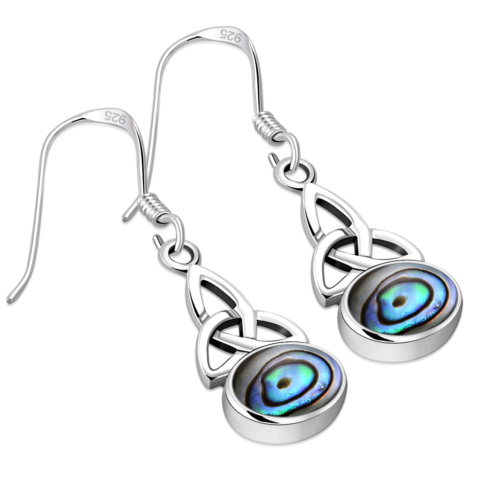 Triquetra Stone Earrings - Simple Trinity Knot with Abalone