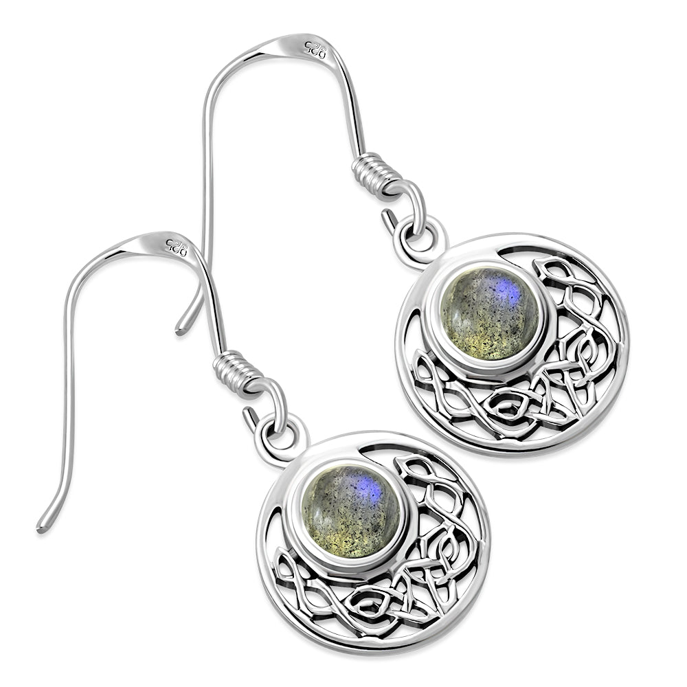 Celtic Knot Earrings - Half Moon filled with Labradorite