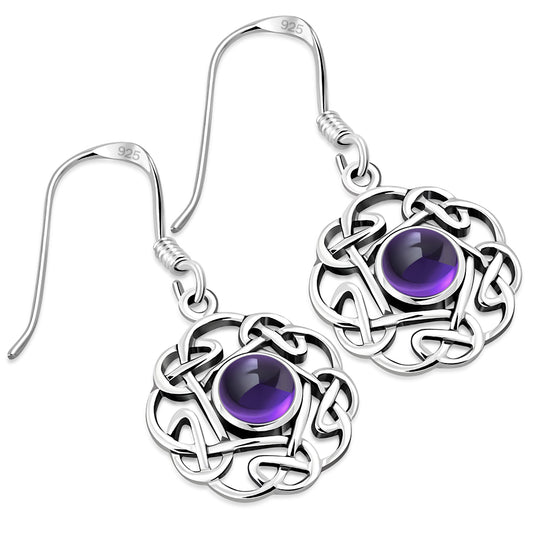 Celtic Knot Earrings - Kells Twist with Amethyst
