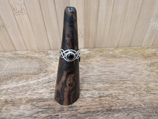 Celtic Stone Ring- Looped Frame with round Black Oynx (Small)