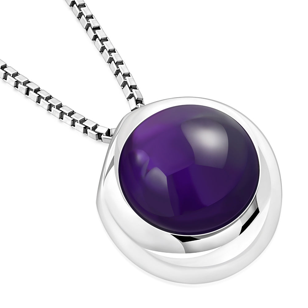 Contemporary Stone Pendant - Amethyst Orb