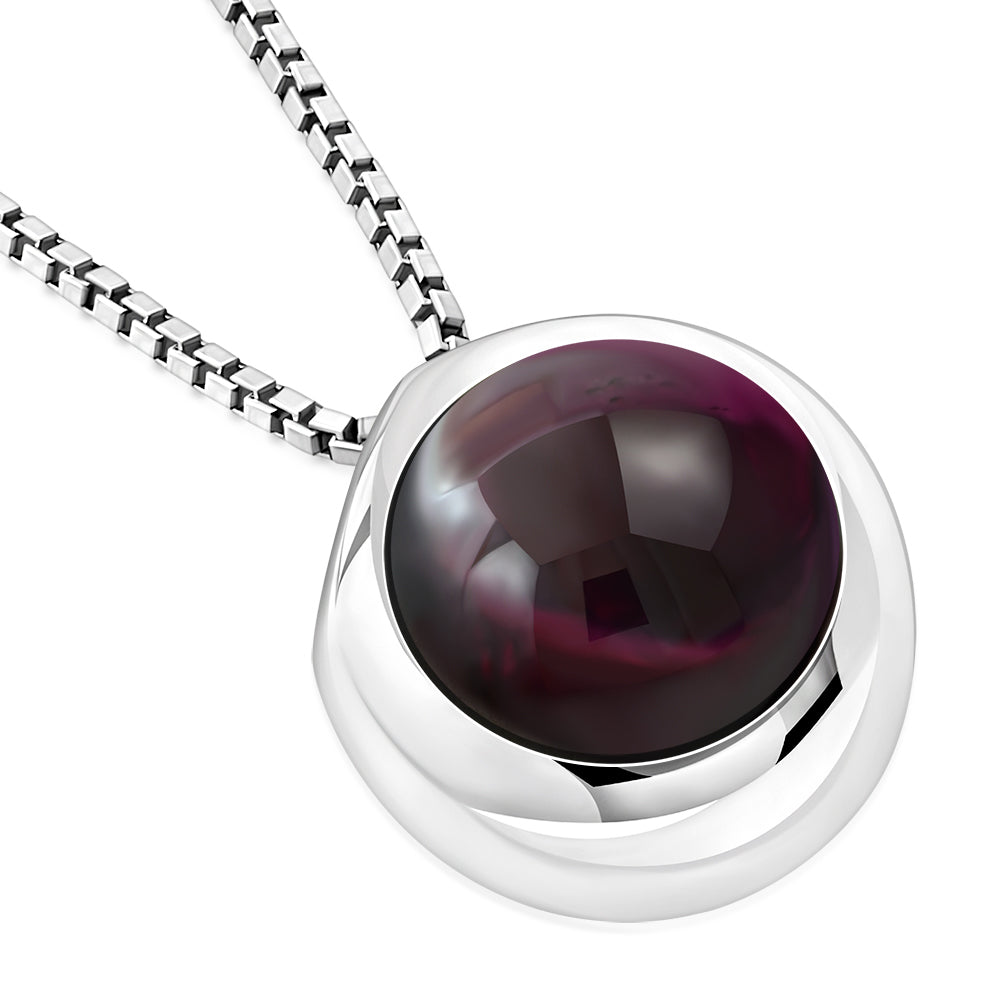 Contemporary Stone Pendant - Red Garnet Orb