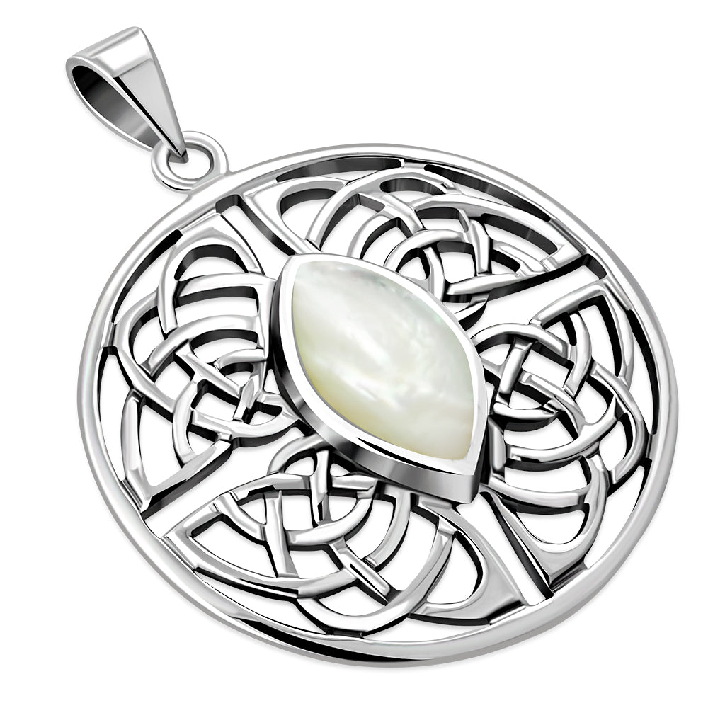 Celtic Stone Pendant - Shield of four with Mother of Pearl