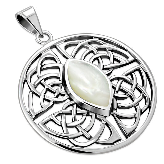 Celtic Stone Pendant - Shield of four with Mother of Pearl