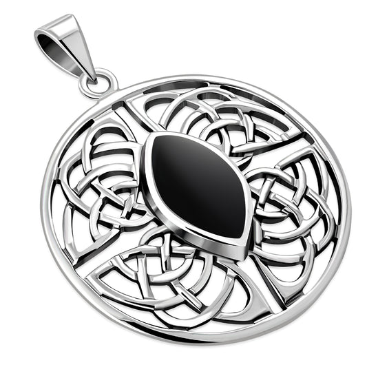 celtic stone pendant- Shield of four with Black Onyx