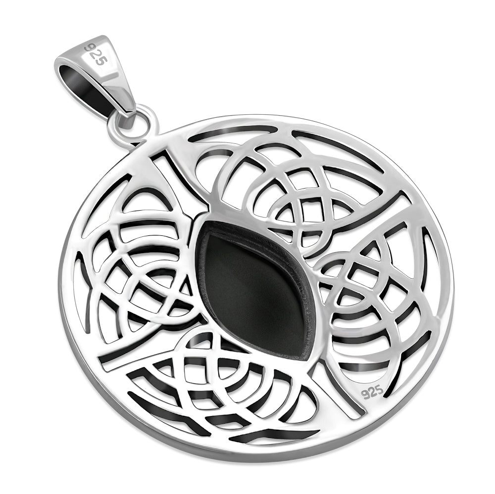celtic stone pendant- Shield of four with Black Onyx