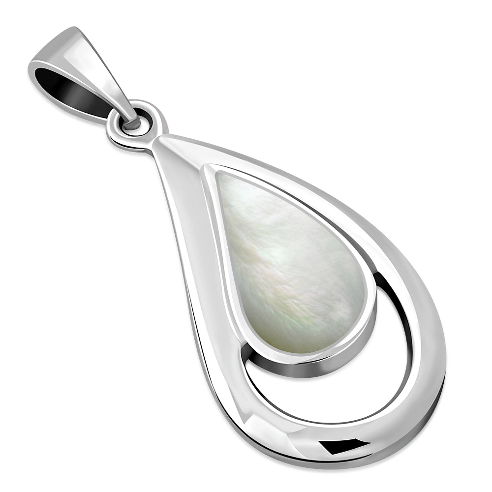 Contemporary Stone Pendant- Framed Drop with Mother of Pearl