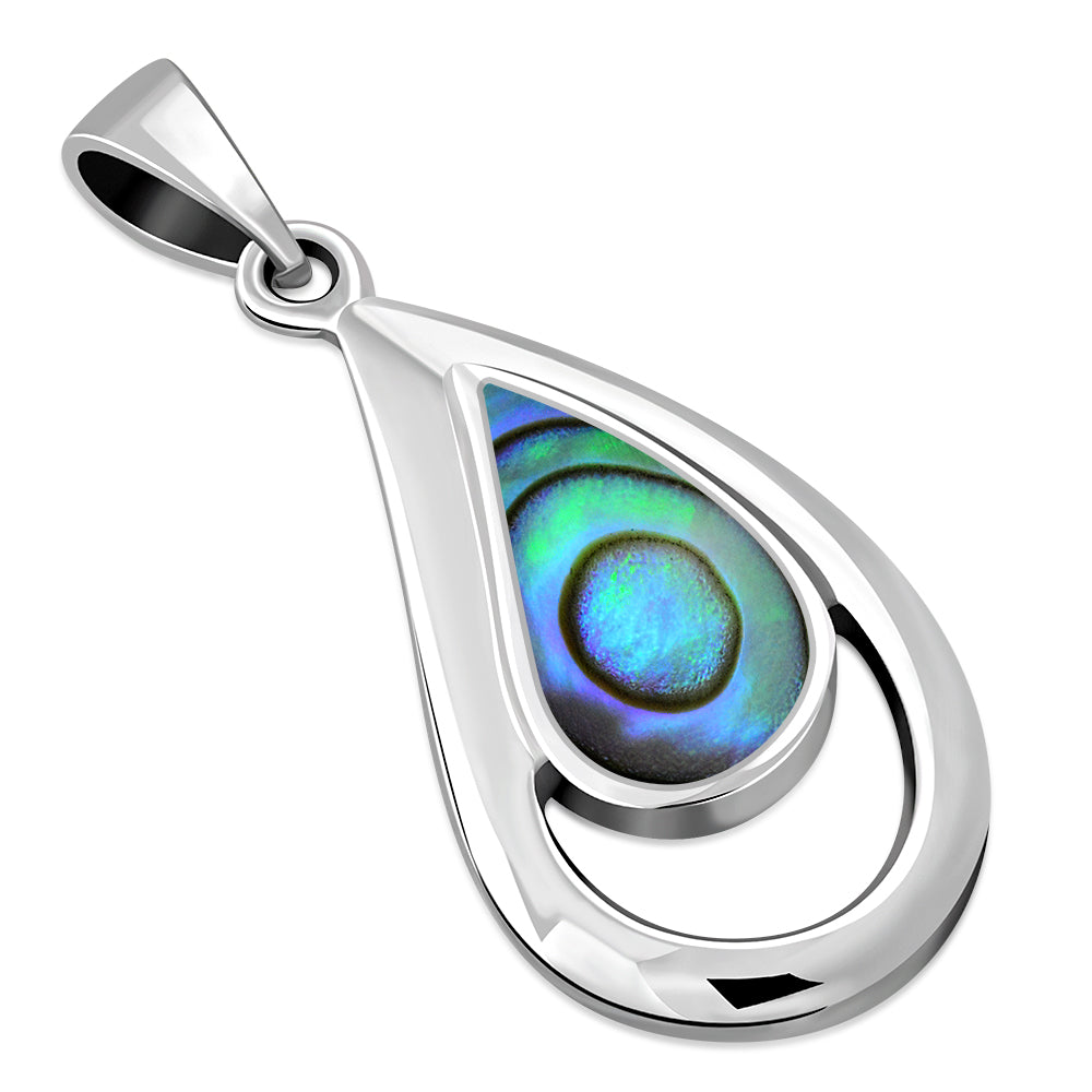 Contemporary Stone Pendant- Framed Drop with Abalone