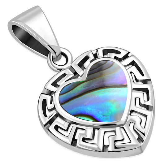 Abalone Pendant - Meandros Border Heart