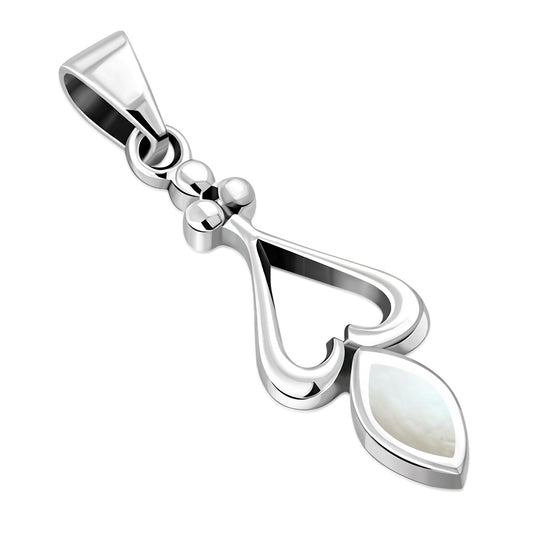 Contemporary Pendant - Open Heart with Mother of Pearl