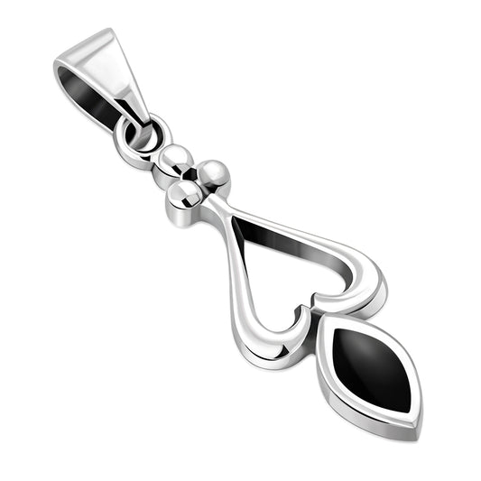 Contemporary Pendant - Open Heart with Black Onyx
