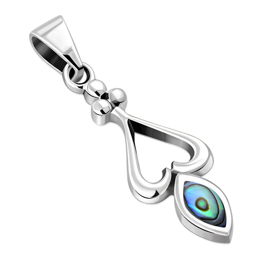 Contemporary Pendant - Open Heart with Abalone Shell