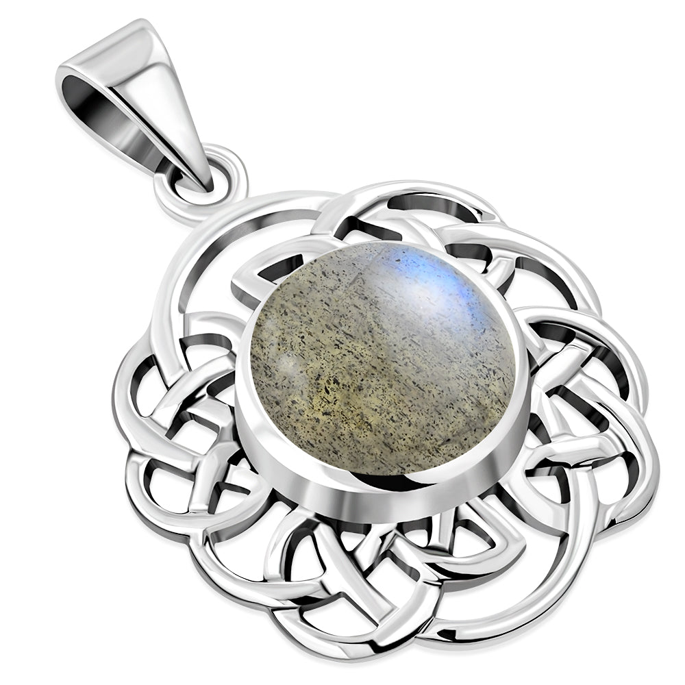 Celtic Stone Pendant - Celtic Lace Border - Labradorite