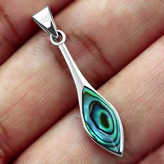 Contemporary Stone Pendant - Hanging Drop with Abalone Shell