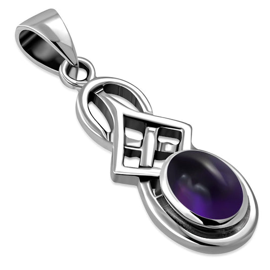 Celtic Stone Pendant - Geometric Embrace with Amethyst