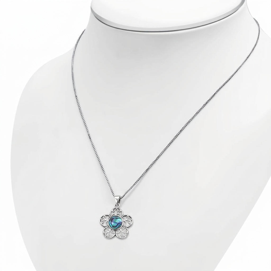 Abalone Pendant - Flower with Filigree Petals