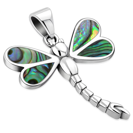 Abalone Pendant- Twisted Tail Dragonfly