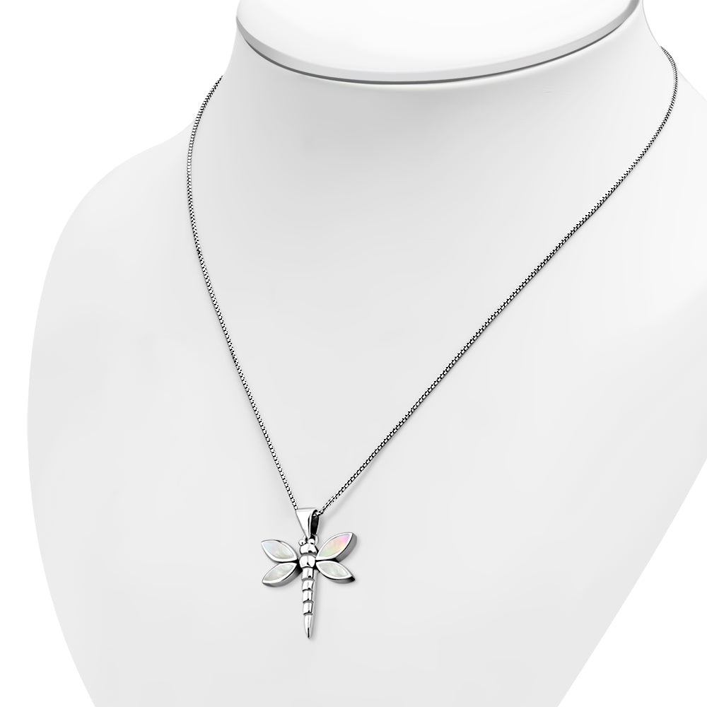 Contemporary Stone Pendant- The Dragonfly with Mother of Pearl