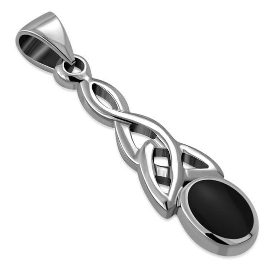 Black Onyx Pendant - Elongated Trinity Drop