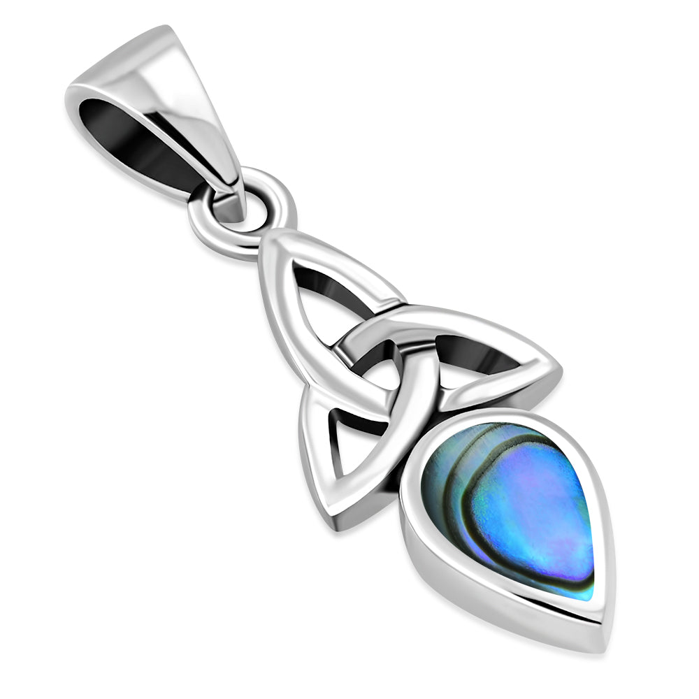 Celtic Stone Pendant-Triquetra Teardrop with Abalone