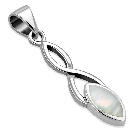 Contemporary Pendant - Ribbon Drop with Mother of Pearl