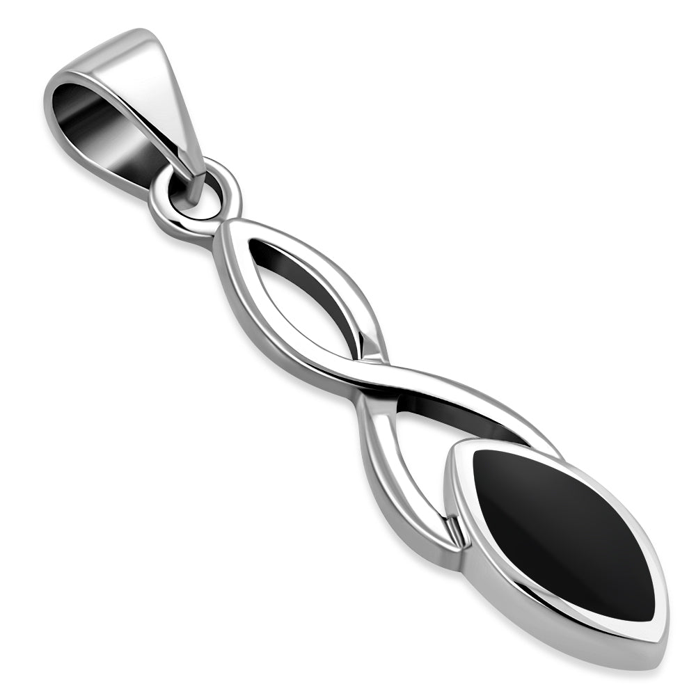 Contemporary Pendant - Ribbon Drop with Black Onyx