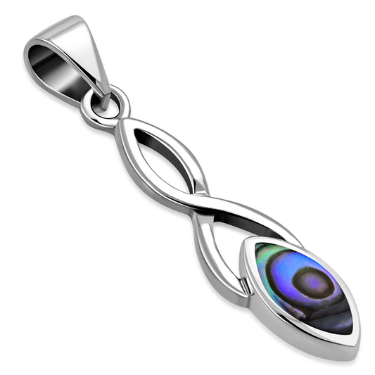 Contemporary Pendant - Ribbon Drop with Abalone shell