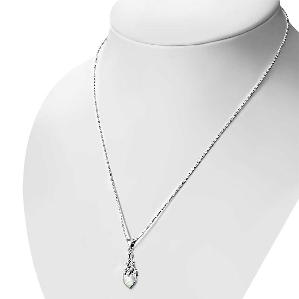 Celtic Stone Pendant - Heart with Mother-Daughter Knot with Mother of Pearl