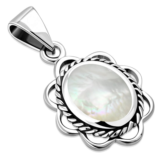 Contemporary Stone Pendant with Mother of Pearl