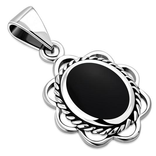 Contemporary Stone Pendant with Black Onyx