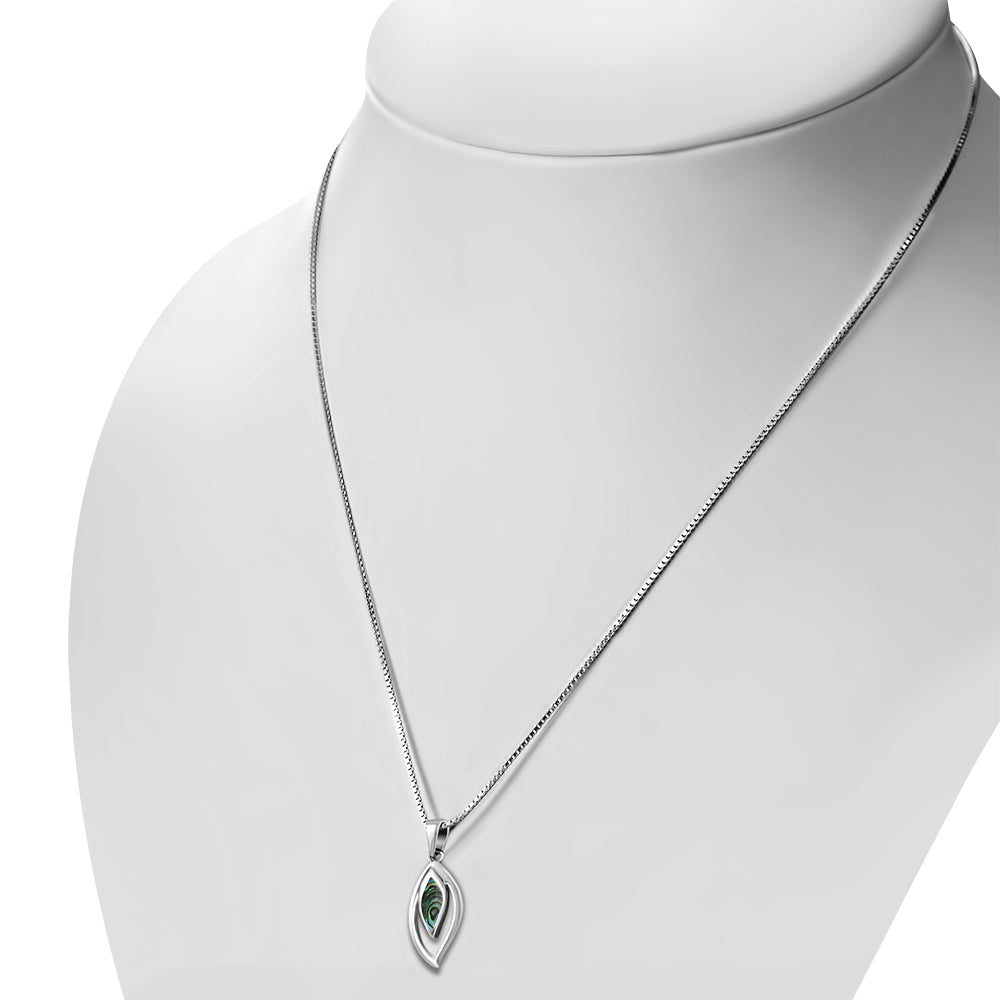 Contemporary stone pendant - Open Leaf with Abalone Shell