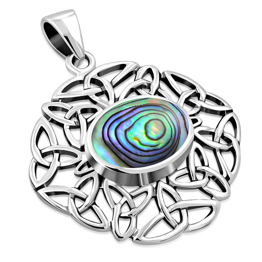 Celtic Stone Pendant - Trinity Frame with Abalone Shell