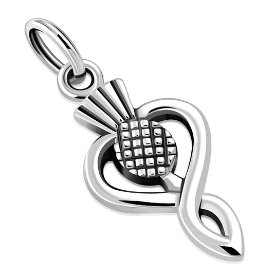 Scottish Thistle Pendant- Elegant Looped Stem