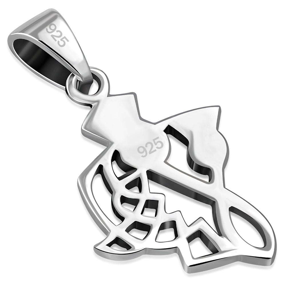 Scottish Thistle Pendants - Twin Buds with Celtic Knot Leaves