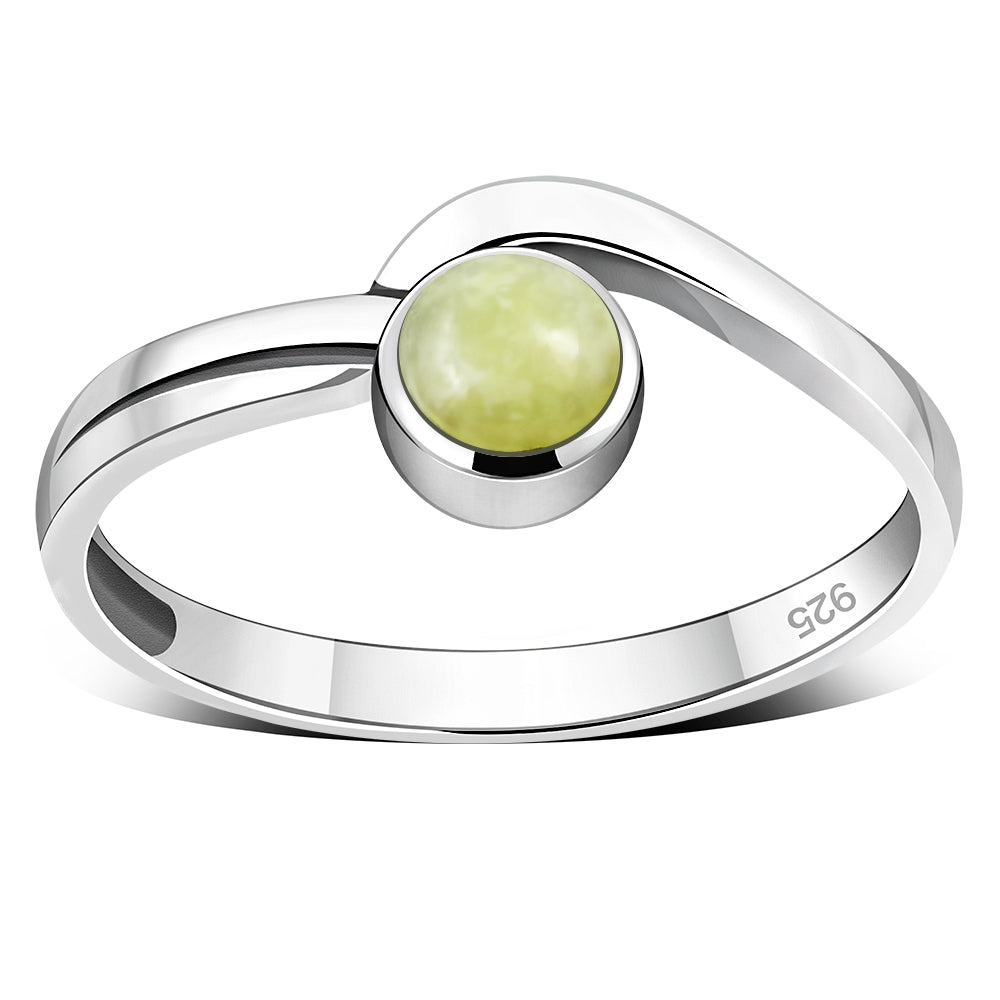 Contemporary Stone Ring- Modern Hook with Scottish Marble