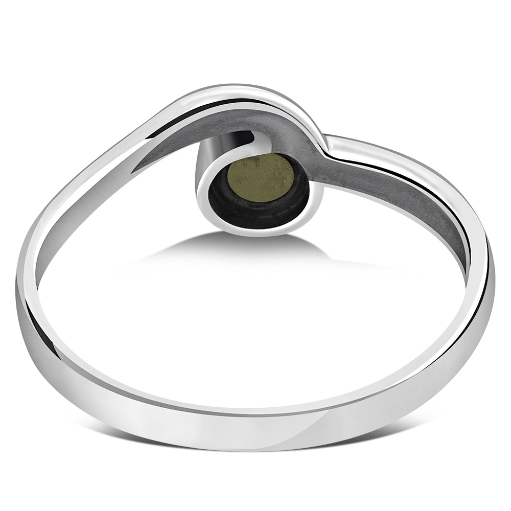Contemporary Stone Ring- Modern Hook with Scottish Marble