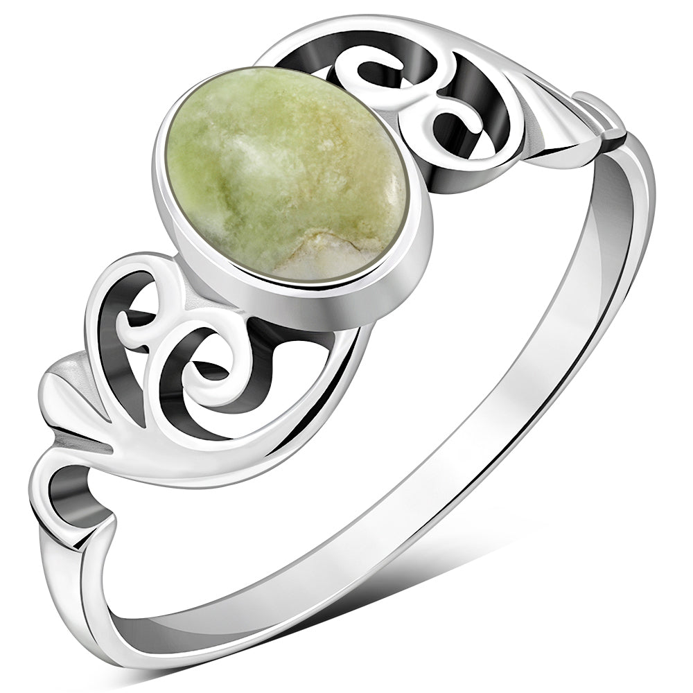 Beautiful Marble Rings Scottish Marble Ring - Intricate Swirl Shoulder – Celtic Design Scotland