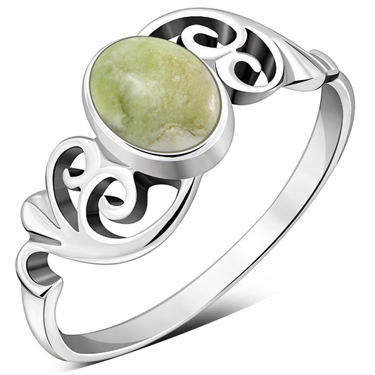 Scottish Marble Ring - Intricate Swirl Shoulder